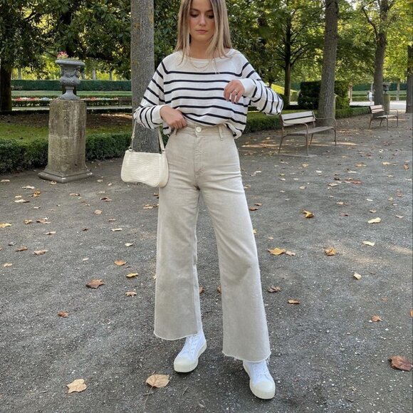 Zara Marine Wide-Leg Jeans - Tan - Size 10 - Picture 7 of 12